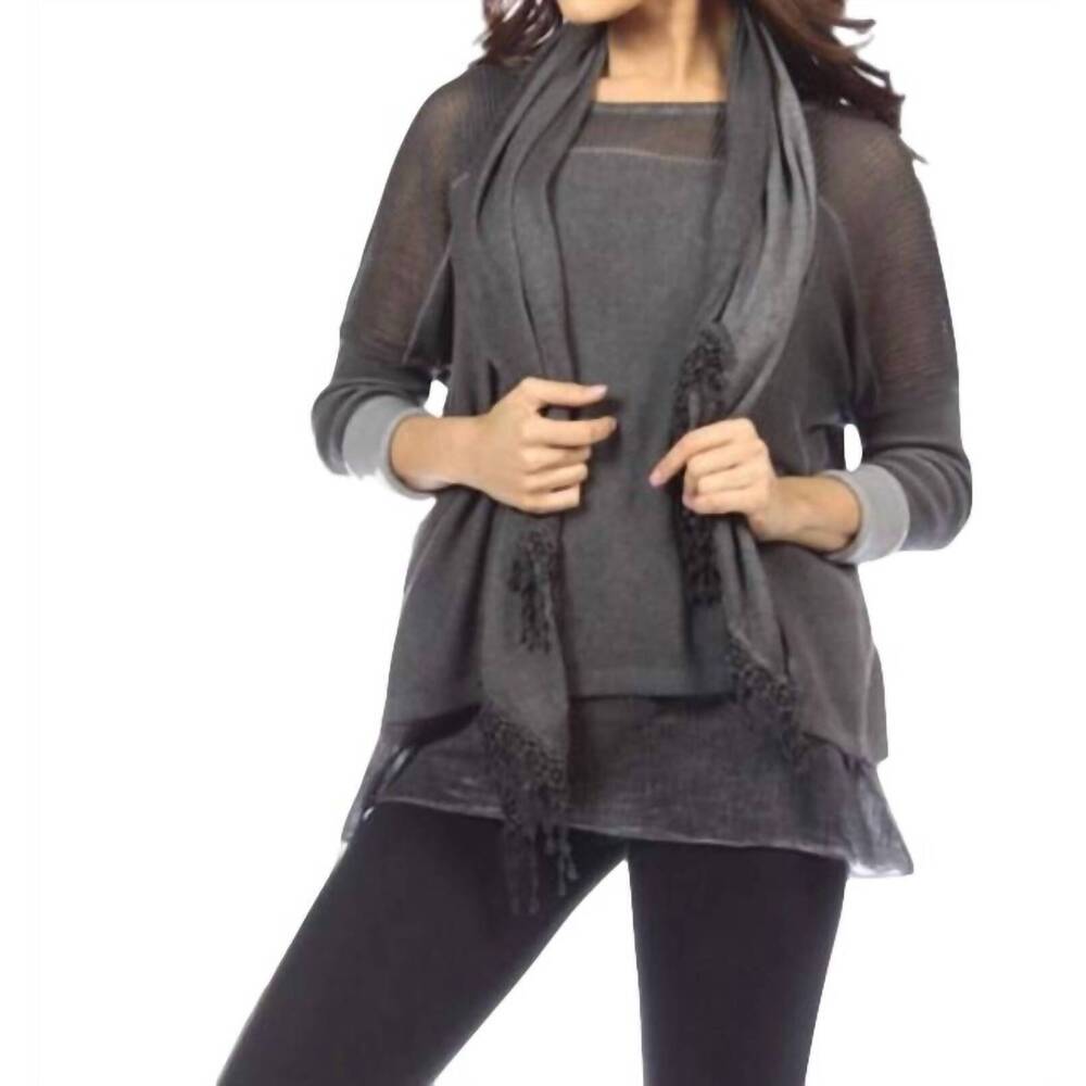 NEW ANGEL 3-piece layered set w/scarf in gray